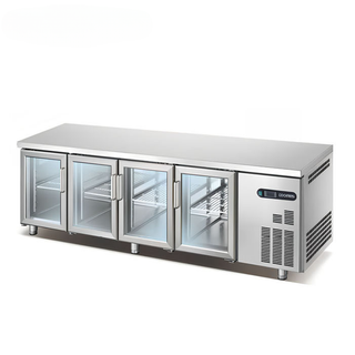 Refrigerated Prep Table with Undercounter Storage — 4-Door Worktop