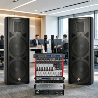 All-in-One 1200–2000W PA System — 15" Speakers, Amp, Mixer & Wireless Mic