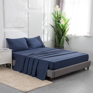 Microfiber Bed Sheet Set — Fitted & Flat with Pillowcases, hotel bedding