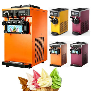 Commercial Soft Serve Ice Cream Machine — 3 Flavors, Stainless Steel