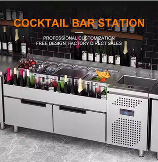 Custom Cocktail Bar Station — Refrigerated Underbar Workstation