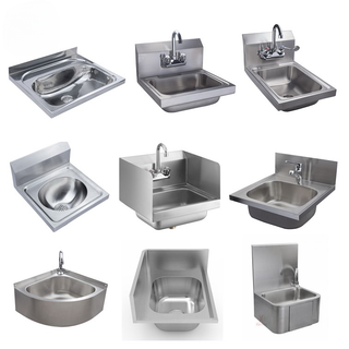 Wall-Mount Commercial Hand Sink — 304 Stainless Steel with Splash Guard