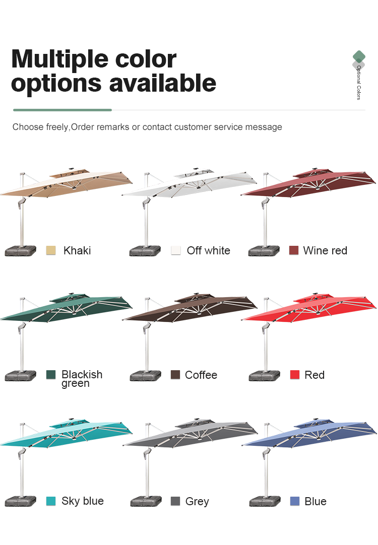 Cantilever Patio Umbrella — Aluminum LED Offset Parasol