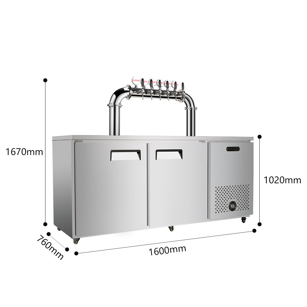 Commercial Draft Beer Kegerator — Dual Cooling, 2–12 Tap