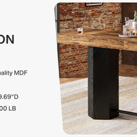 Counter-Height Rectangular Bar Table with Metal Footrest — 71" Long image preview