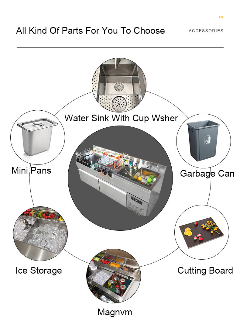 Stainless Steel Outdoor Mobile Bar Counter — Cocktail Station
