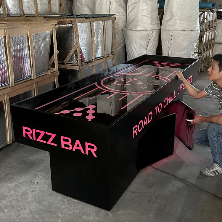 LED Beer Pong Table with Cabinet — RGB Lighted Drinking Game Table