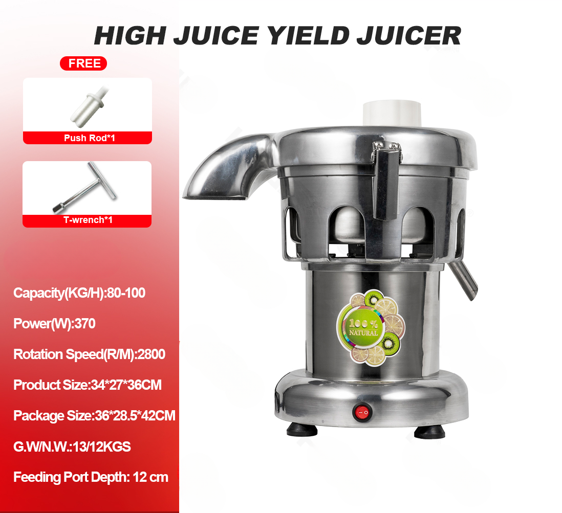 Product spec graphic listing capacity, power, speed, and size with included pusher and wrench