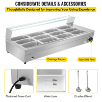 Commercial Electric Bain Marie Food Warmer — 12-Pan with Glass Top image preview