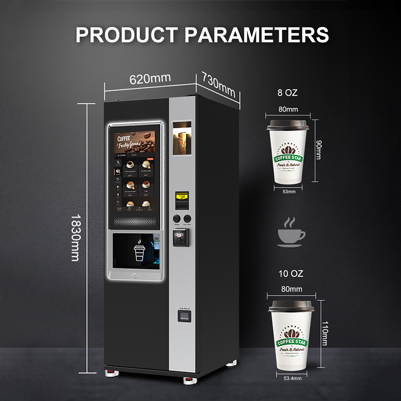 Commercial Coffee Vending Machine — 22" Touchscreen, 180–320 Cups