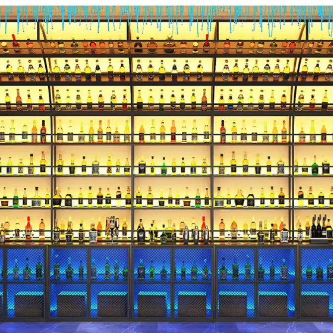 Industrial Wall-Mounted Bar Back Wine Rack