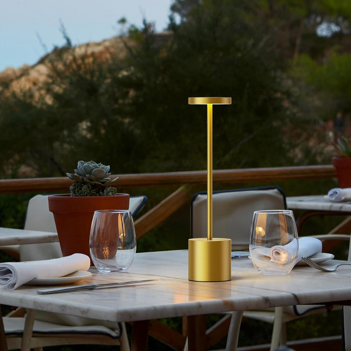 Cordless LED Table Lamp — Rechargeable Metal Dimmable