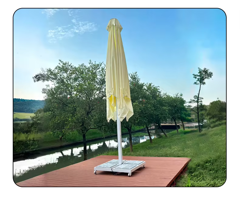 Outdoor Restaurant Umbrella with Aluminum Shaft and Marble Base