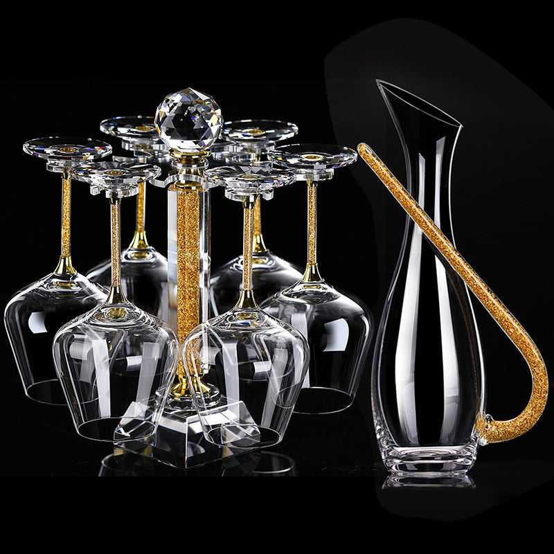 Gold Foil Crystal Glasses Set with Decanter