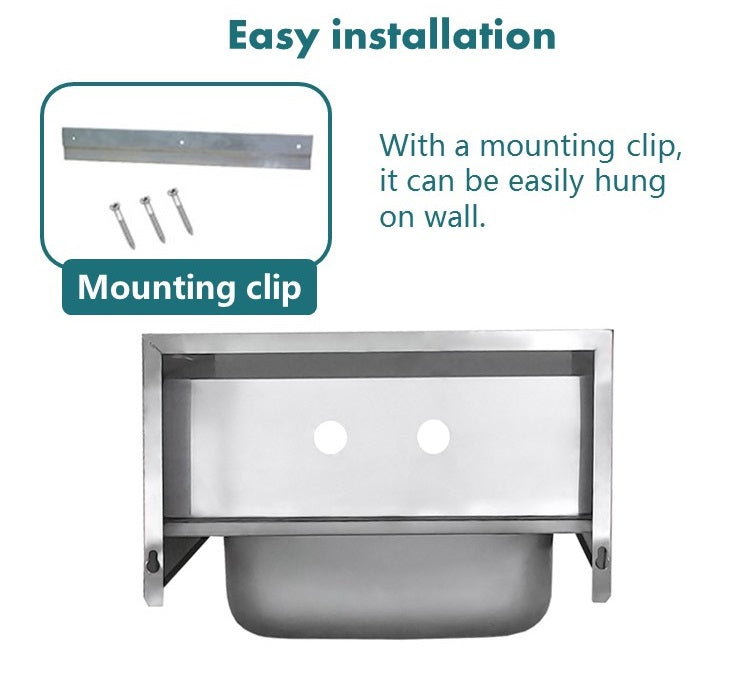 Wall-Mount Commercial Hand Sink — 304 Stainless Steel with Splash Guard