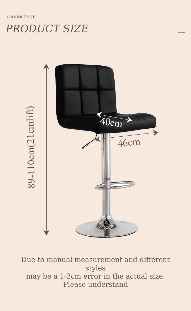 Modern Velvet Bar Stool — Swivel, Gas-Lift, Square Back