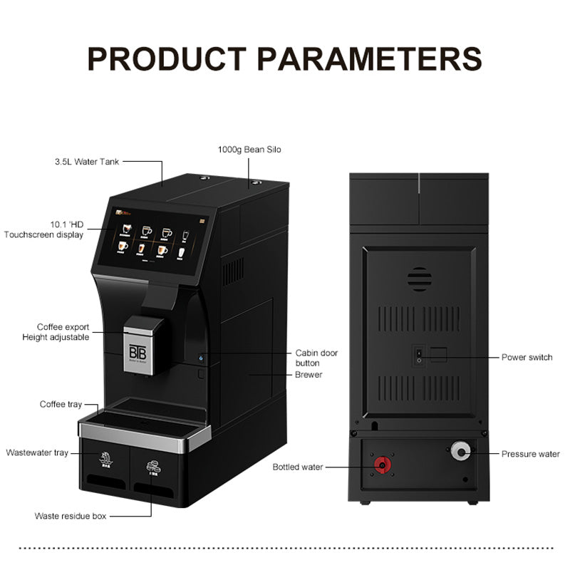 Commercial Bean-to-Cup Coffee Machine with 10.1" Touchscreen