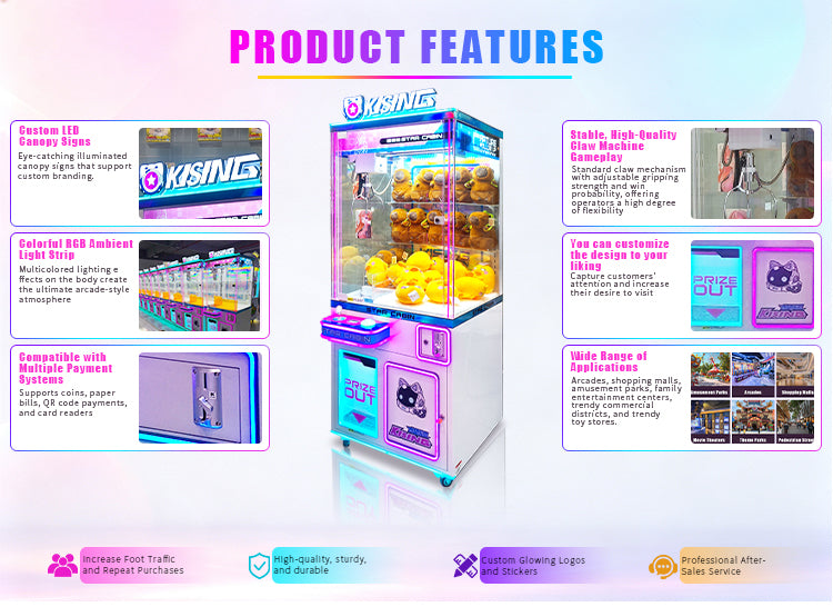 Commercial Claw Machine Prize Vending Cabinet with Bill Acceptor
