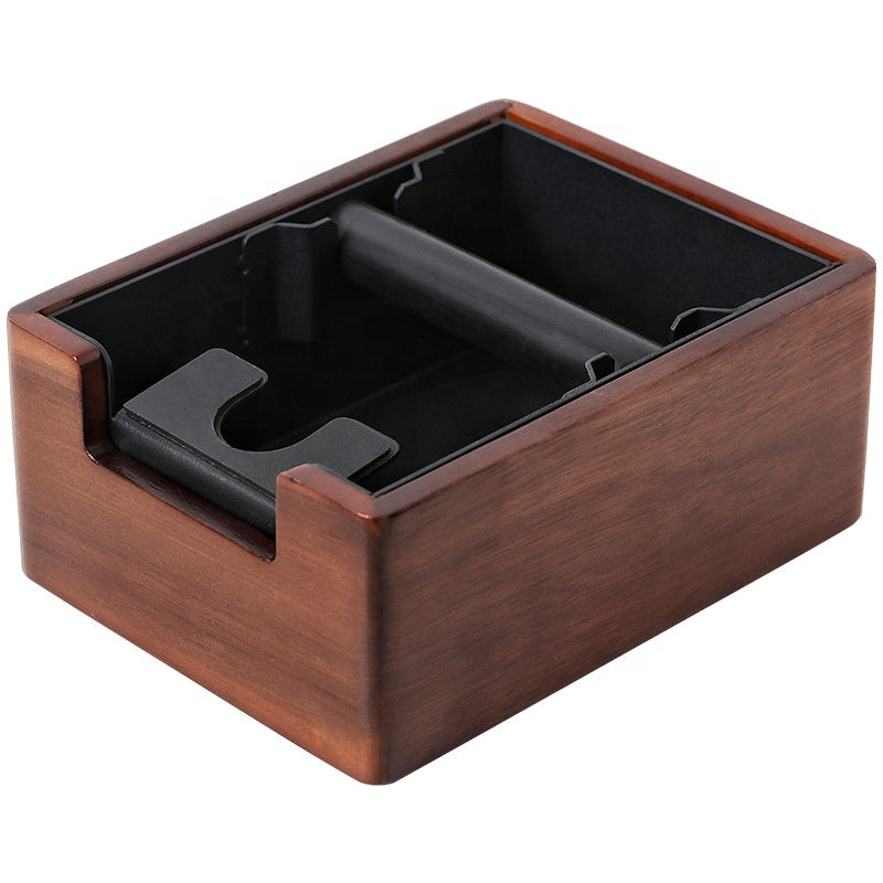 Vintage Wooden Espresso Knock Box with Stainless Steel Bin