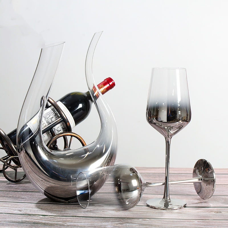 Liquimetal Crystal Wine Glass, Champagne Glass and Decanter, style American