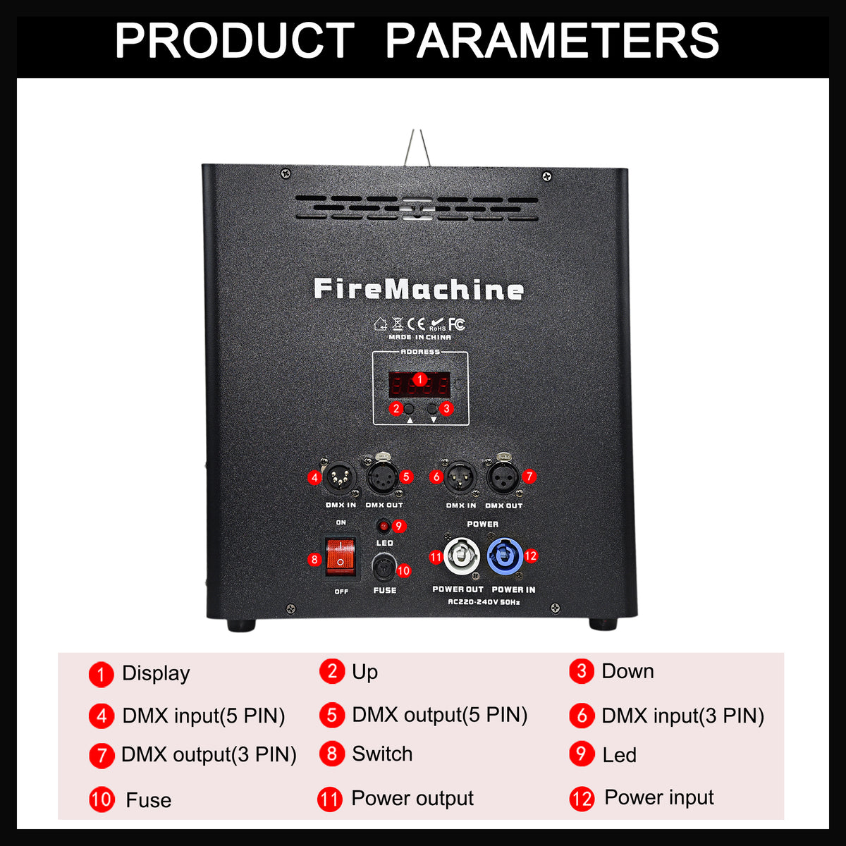 DMX512 Triple-Way Flame Machine — 200W Stage Fire Effect