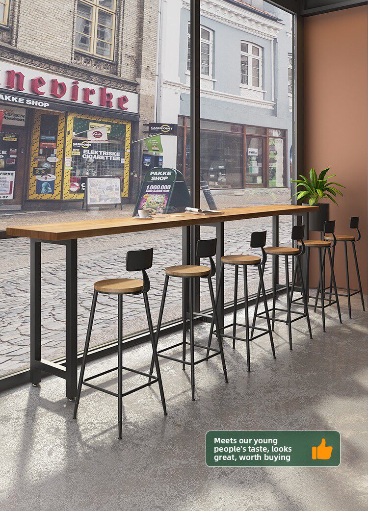 Commercial Bar Furniture Set — Solid Wood Tables & Bar Stools
