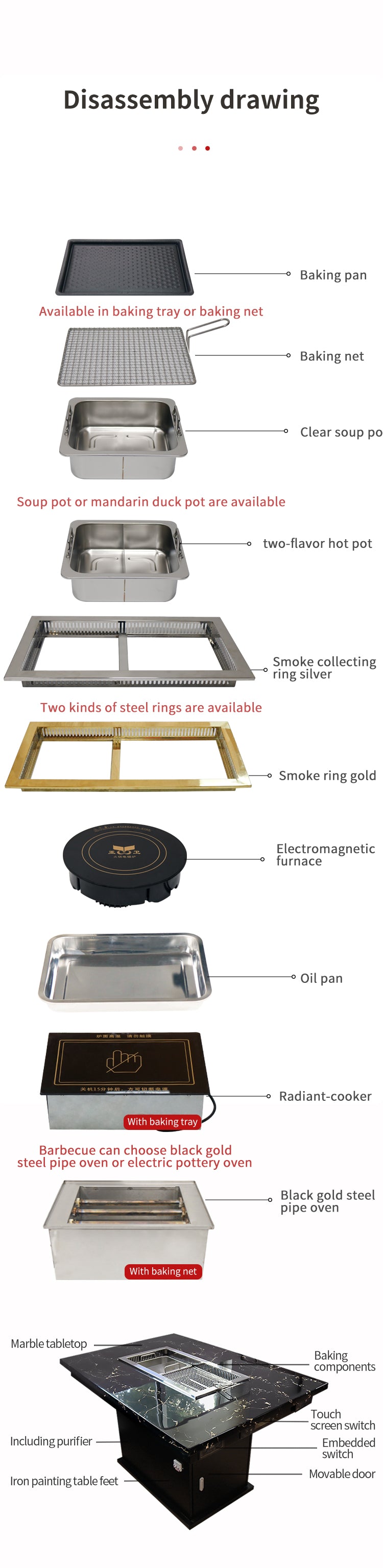Smokeless Barbecue & Hot Pot Table — Built-In Downdraft Exhaust