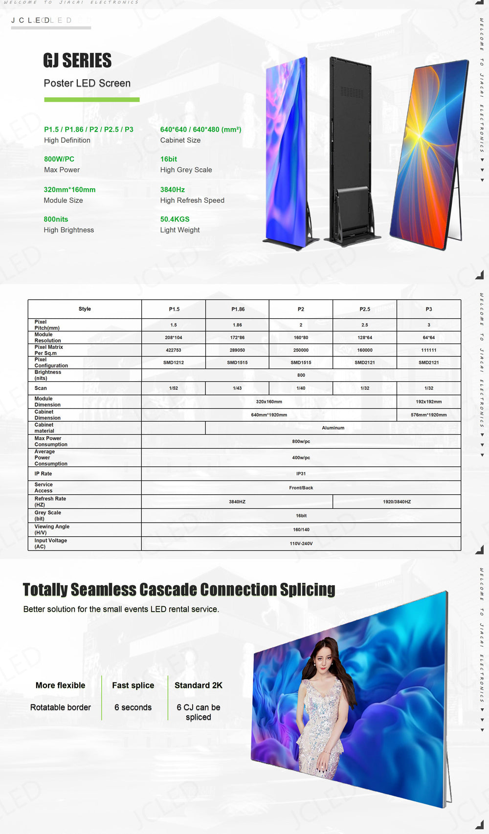 Modular LED Poster Display — Free-Standing GOB Screen