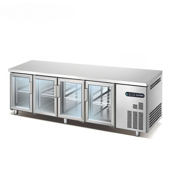 Refrigerated Prep Table with Undercounter Storage — 4-Door Worktop