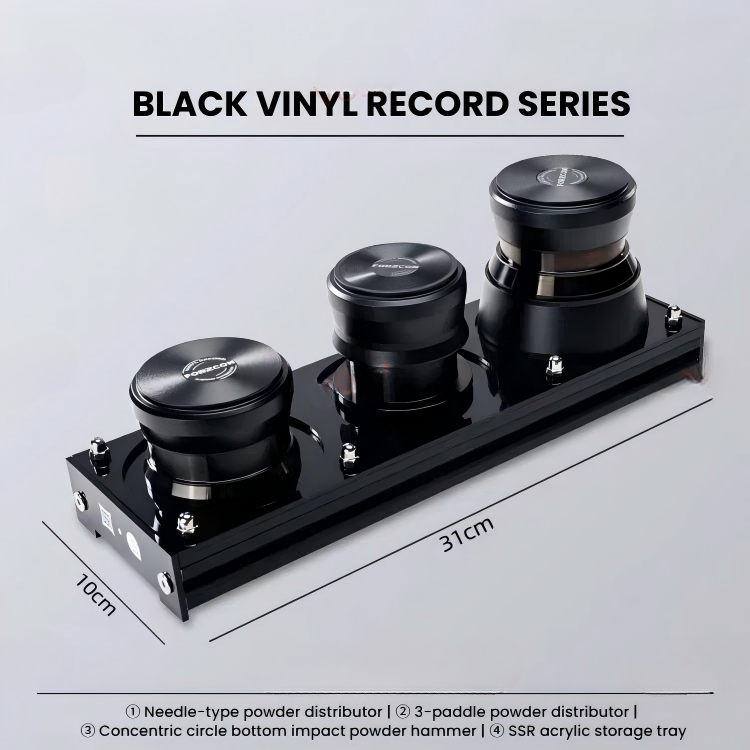 Vinyl Record Espresso Barista Kit — 58.5mm Distributor, Tamper & Needle Set