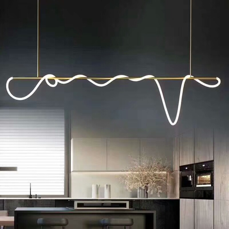 Minimalist LED Line Pendant Light — Silicone DIY Chandelier