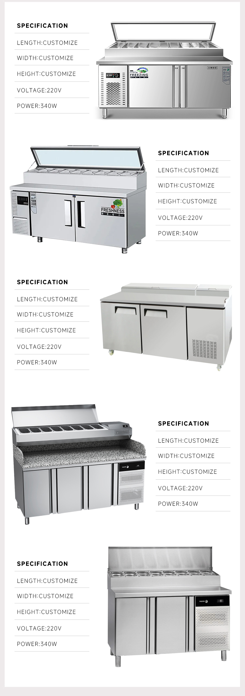 Refrigerated Pizza & Sandwich Prep Table — Countertop Salad Prep Cooler