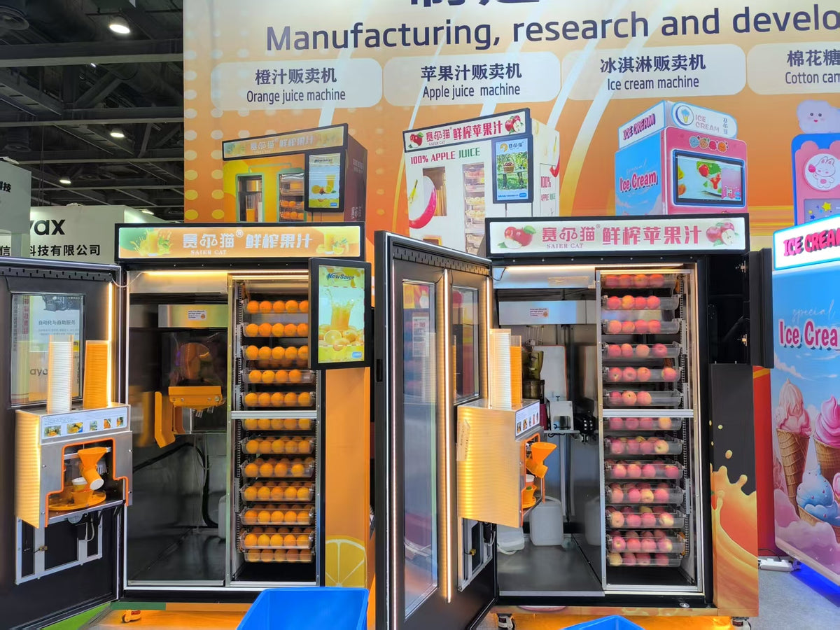 Automatic Fresh Orange Juice Vending Machine — Self-Cleaning, Refrigerated