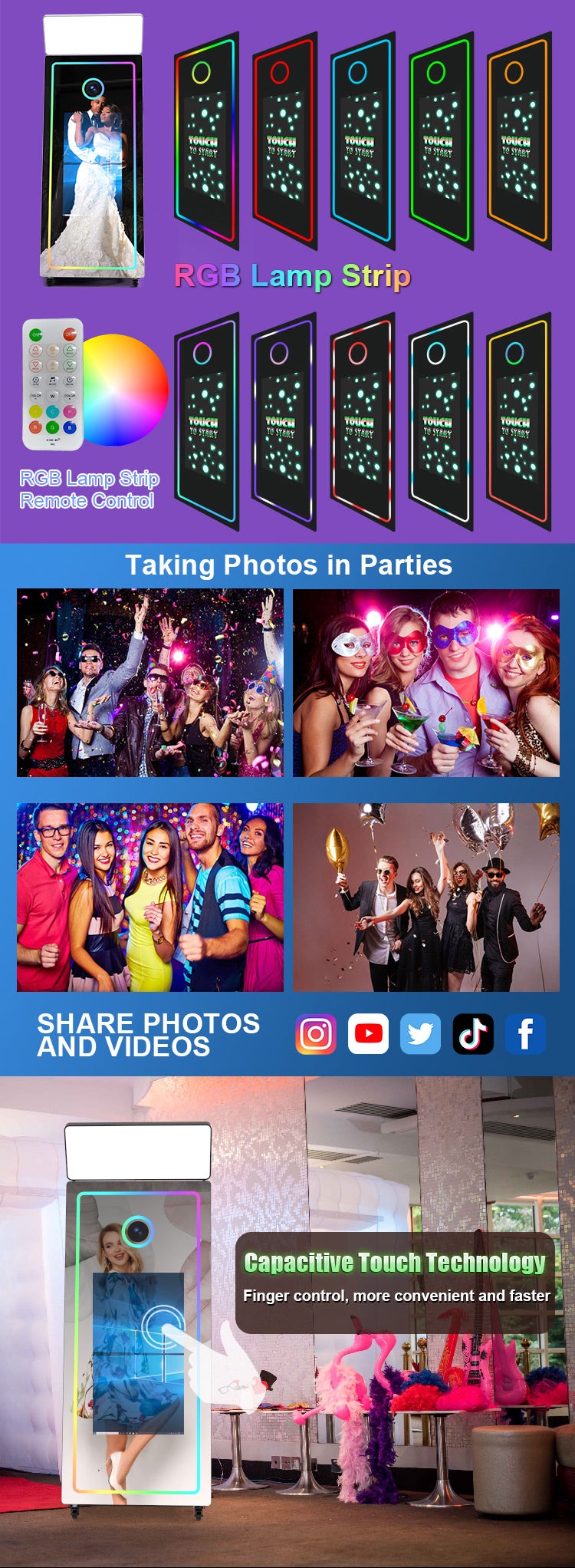 Magic Mirror Photo Booth with Camera, Flash & Printer
