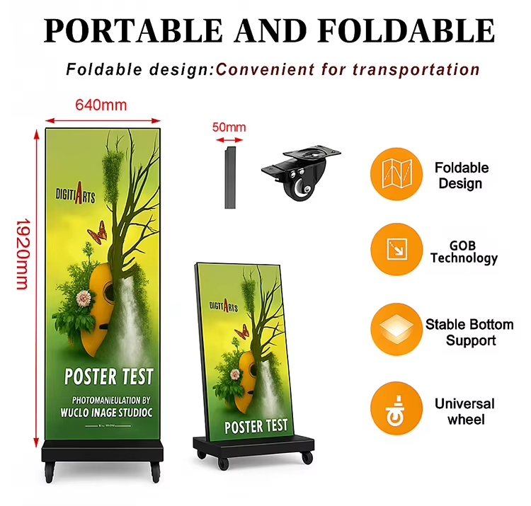 Modular LED Poster Display — Free-Standing GOB Screen