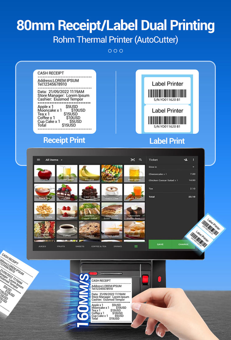 All-in-One Touchscreen POS System — 14" with Built-In 80mm Printer
