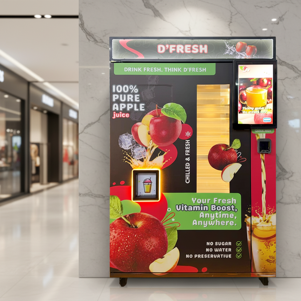 Fresh-Squeezed Juice Vending Machine — Refrigerated, Touchscreen