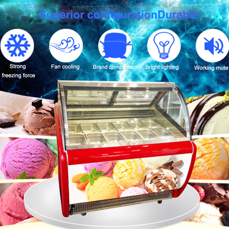 Commercial Gelato Display Freezer — Glass-Front Ice Cream Showcase