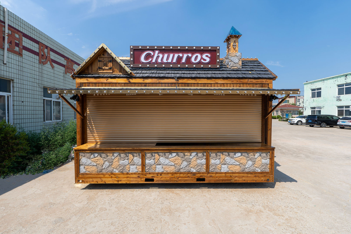 Vintage Wooden Churro Food Trailer — Mobile Vending Cart