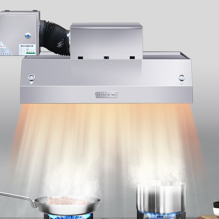 Commercial Stainless Steel Range Hood with Electrostatic Fume Purification