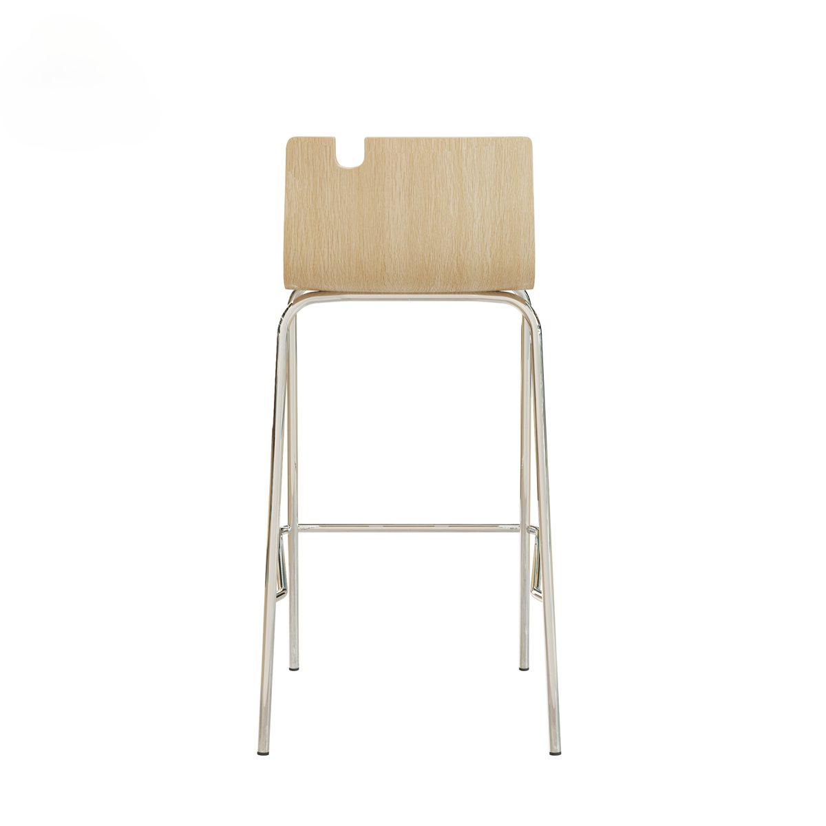 Modern Bar Stool with Bag Holder — Metal Frame, Wood Backrest