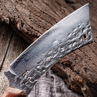 Damascus Steel Steak Knife with Handmade Wood Handle and Sheath image preview