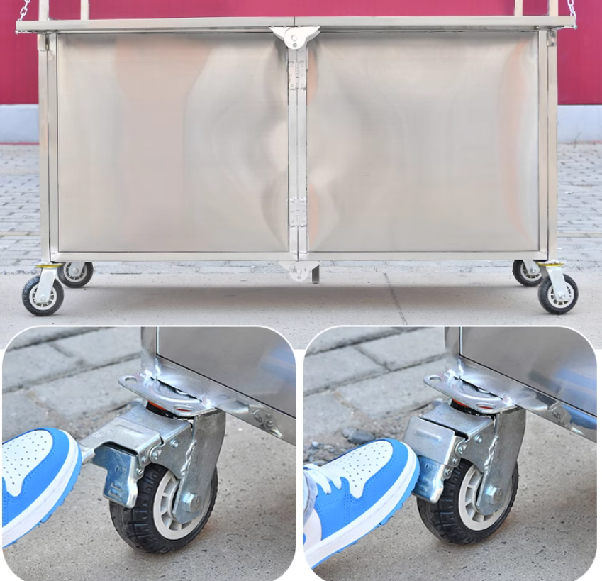 Foldable Stainless Steel Mobile Food Cart