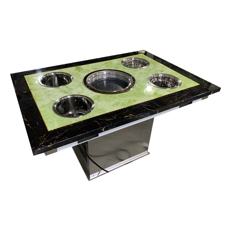 Smoke-Free Hot Pot Table — Marble Top, Built-In Induction
