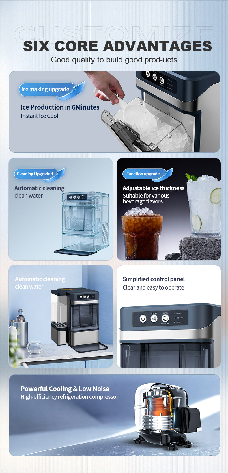 Portable Countertop Nugget Ice Maker — Stainless Steel