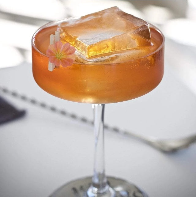 Hockey Puck Design Crosscut Cocktail Glass