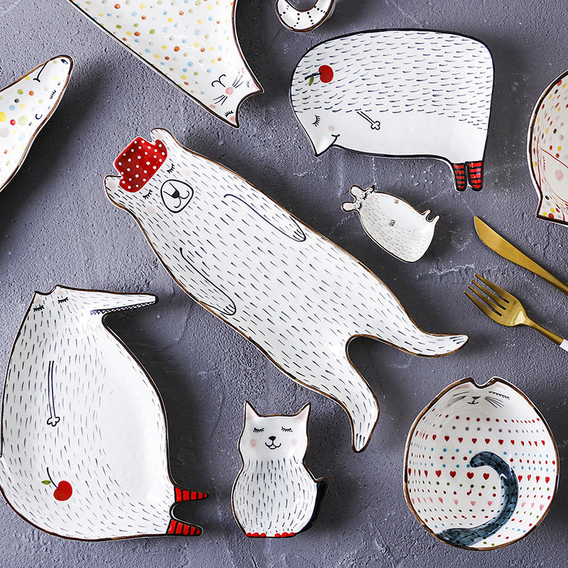 Creative Cartoon Porcelain Cute Plate Set