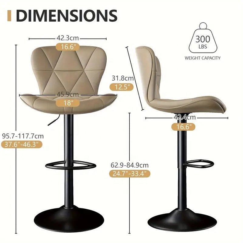 Modern Swivel Bar Stool with Backrest — PU Leather, Adjustable Height