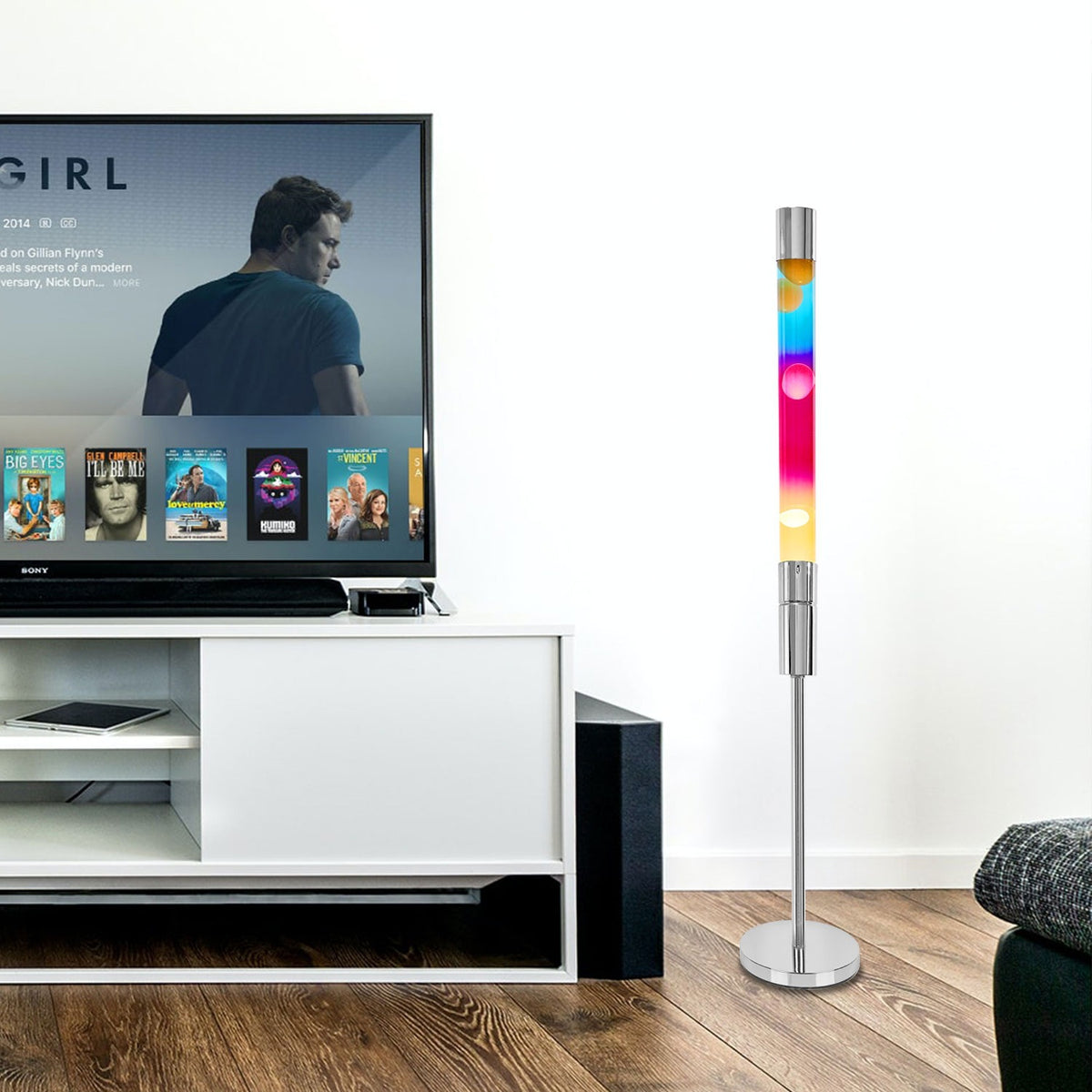 Modern LED Floor Lava Lamp — Tall Glass Rainbow Accent Light