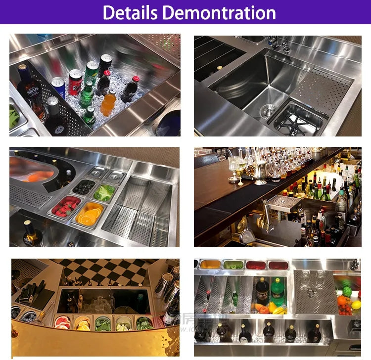 Stainless Steel Mobile Bar Station — Refrigerated Cocktail Cart